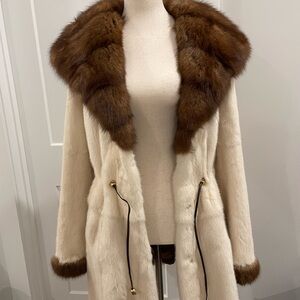 LUXURY Genuine Fur jacket/coat with hood Size Various